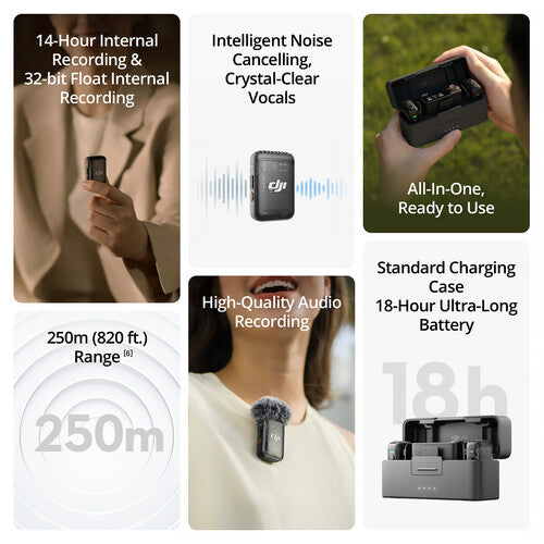 DJI Mic 2 Compact Digital Wireless Microphone System/Recorder for Camera & Smartphone